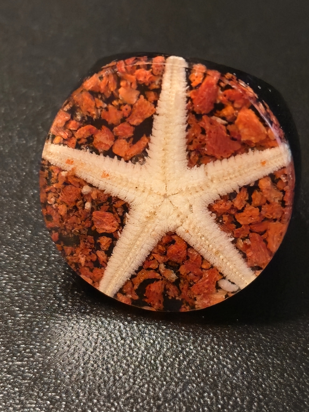 🌊 Black Resin Starfish Statement Ring • 0.28 oz